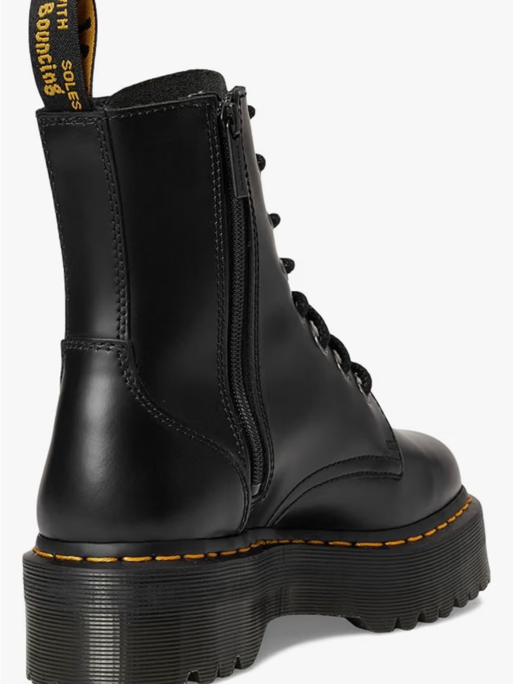 Dr. Martens Black Leather Platform Lace-Up Boots with Yellow Stitching Size 8 - Picture 5 of 8